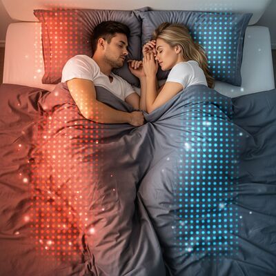 بطانية تبريد مع نظام تحكم المناخ مزدوج المنطقة لتنظيم درجة الحرارة الدقيقة وتحسين راحت النوم العميق