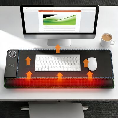 تخصيص وسادة ماوس مُسخّنة للحماية من الحرارة الزائدة مع شحن لاسلكي ومسند للمعصم وسادة ماوس تسخين ذكية