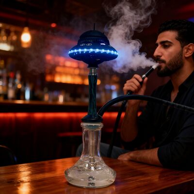 الشيشة المتنقلة بدون سلك مع بطارية طويلة الأمد وتأثيرات إضاءة RGB نابضة بالحياة مثالية للسفر والخارج