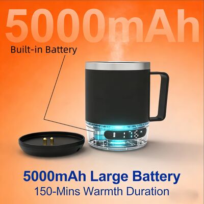 بيع بالجملة فنجان محمول للتسخين الذاتي 5000 MAh بطارية 18 أوقية حرارة القهوة قابلة لإعادة الشحن فنجان سفر للتسخين الذاتي للمكتب
