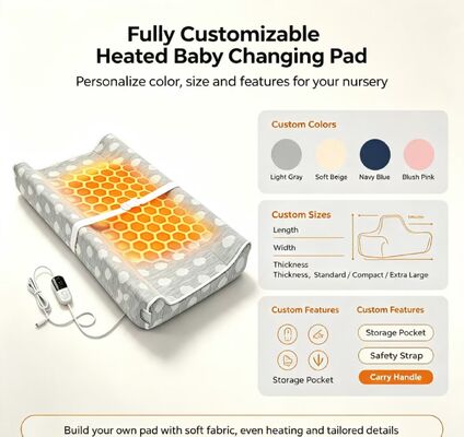 Custom Heated Baby Changing Pad, OEM ODM Supported | Custom Size & Color Heated Diaper Changing Mat with Safety Temperature Control