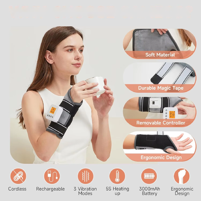 Heated Therapy Wrist Guard, Vibration Massage Wrist Brace with 3 Heat Levels & Timing, 3000mAh USB Rechargeable Wrist Heating Wrap