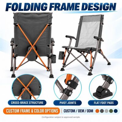 Ice Water Cooling Outdoor Folding Chair, External Ice Water Box with Cooling Circulation Channel, Tall Backrest Folding Frame with Snowflake Control, Custom Color Private Label and Packaging