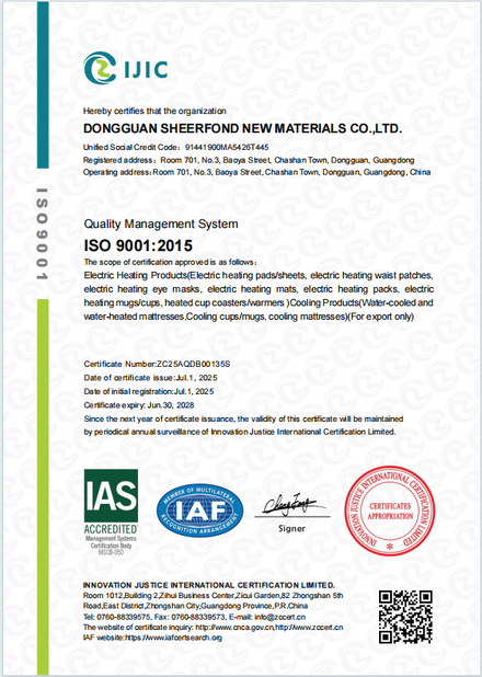 الصين Dongguan Sheerfond New Materials Co., Ltd. الشهادات